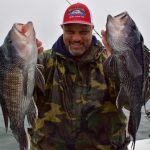 Man Holding 2 Black Sea Bass