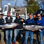 Group Holding Couple of Bluefin Tuna